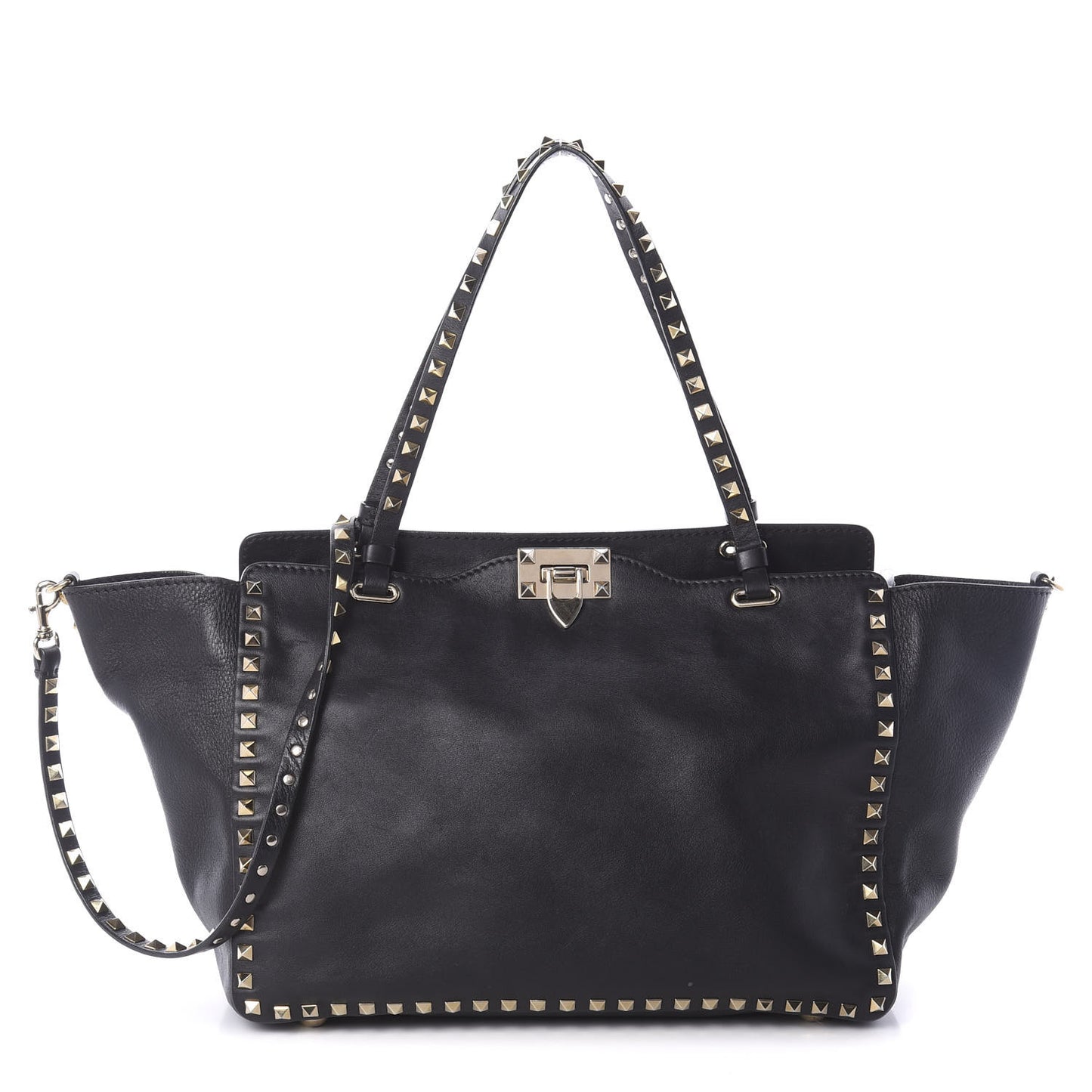 Vitello Medium Rockstud Tote Black