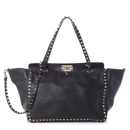 Valentino Garavani Vitello Medium Rockstud Tote Black 1 of 9