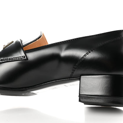 Chanel Shiny Calfskin Logo Loafers 37 Black 10 of 13