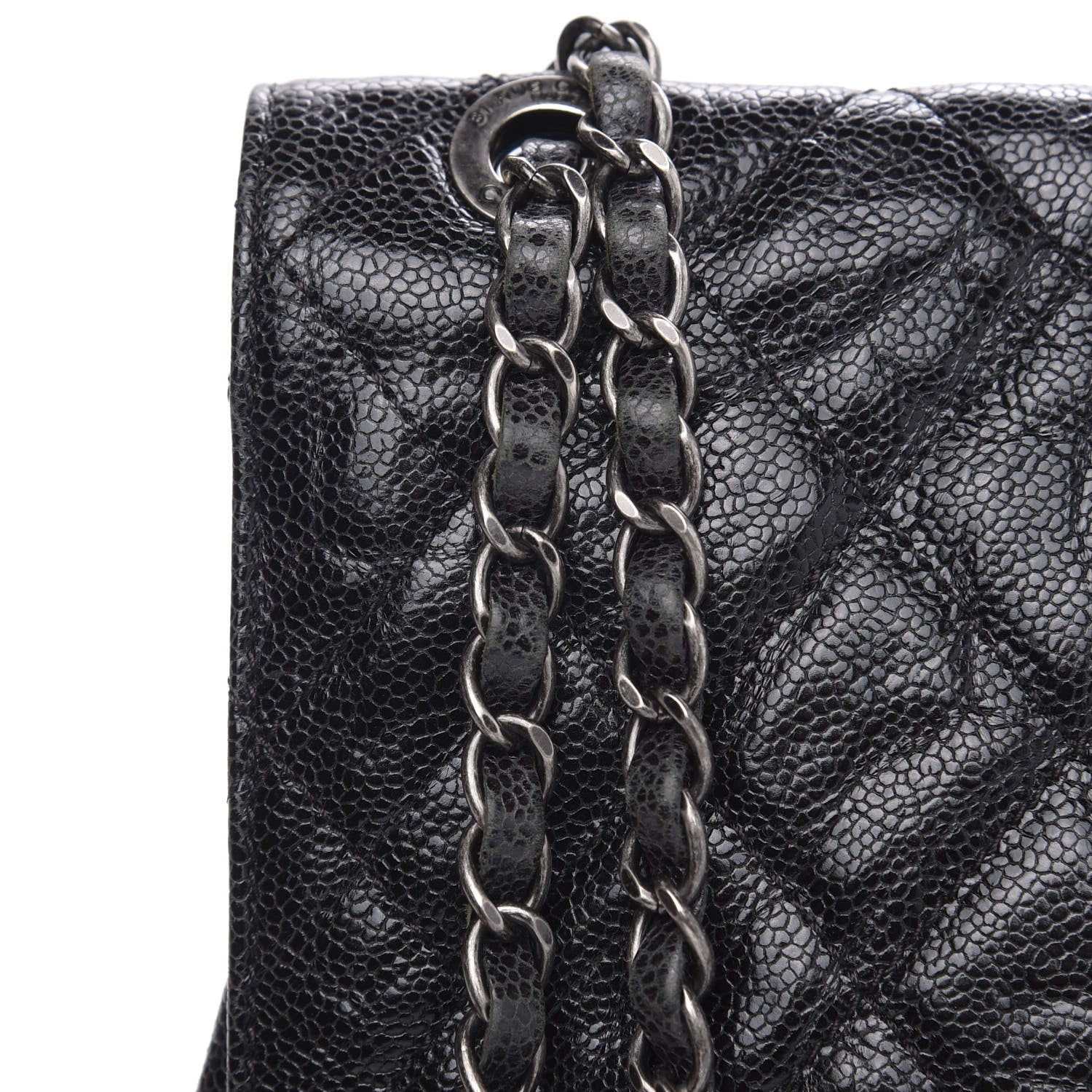 Chanel Crumpled Grained Calfskin Jumbo CC Crave Flap Black 10 of 15