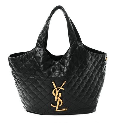 Saint Laurent Lambskin Quilted Maxi Icare Shopping Tote Black 1 of 12