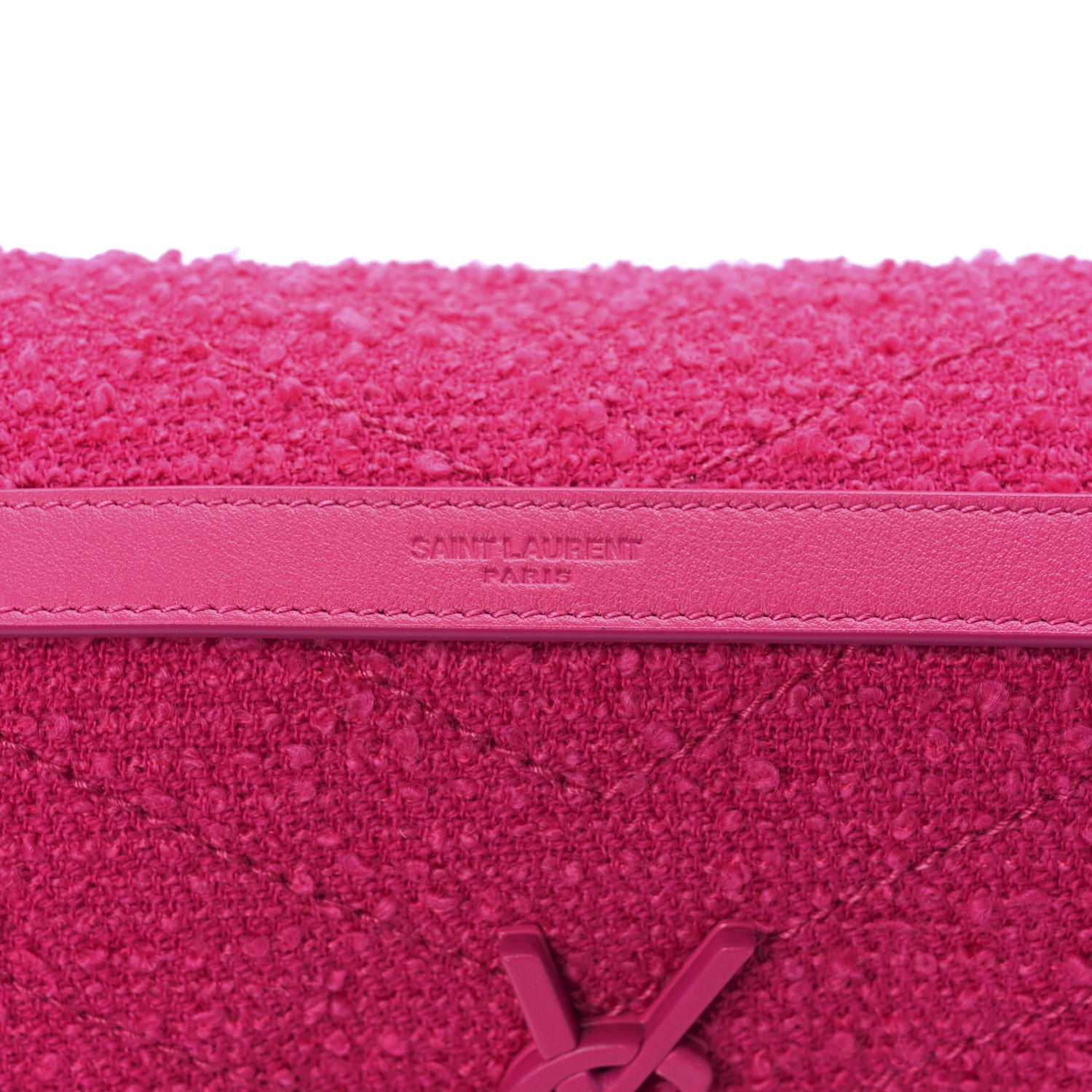 Saint Laurent Boucle Tweed Monogram Medium Niki Chain Satchel Pink 9 of 13