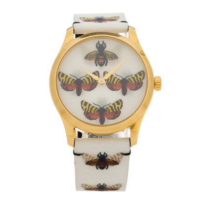 Gucci Stainless Steel Calfskin 38mm G-Timeless Bee Butterfly Hologram Quartz Watch 1 of 5