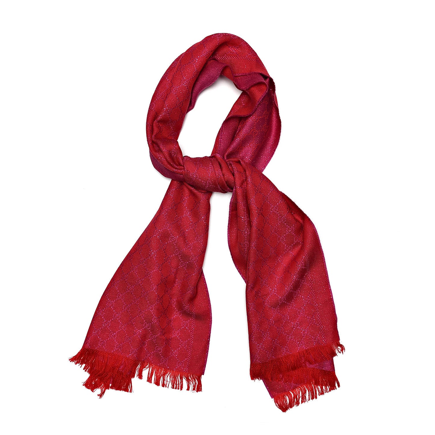 Wool Silk Jacquard GG Monogram Stenix Scarf Red Pink Red