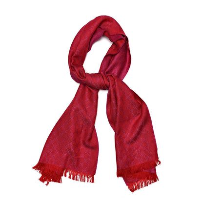Gucci Wool Silk Jacquard GG Monogram Stenix Scarf Red Pink Red 1 of 4