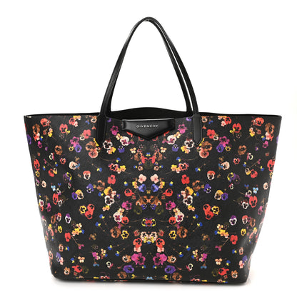 Givenchy Textured Coated Canvas Floral Print Large Antigona Tote Black Multicolor 1 of 8