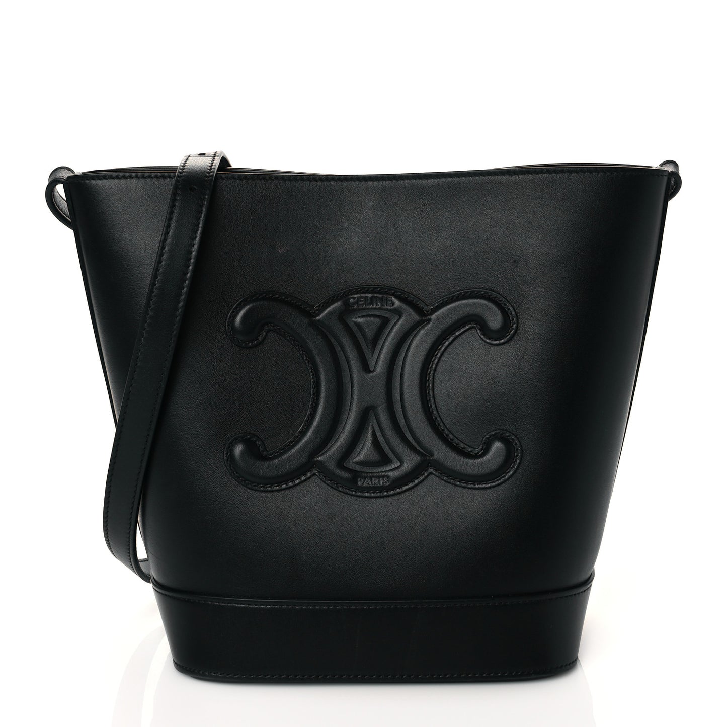 Smooth Calfskin Triomphe Small Bucket Bag Black