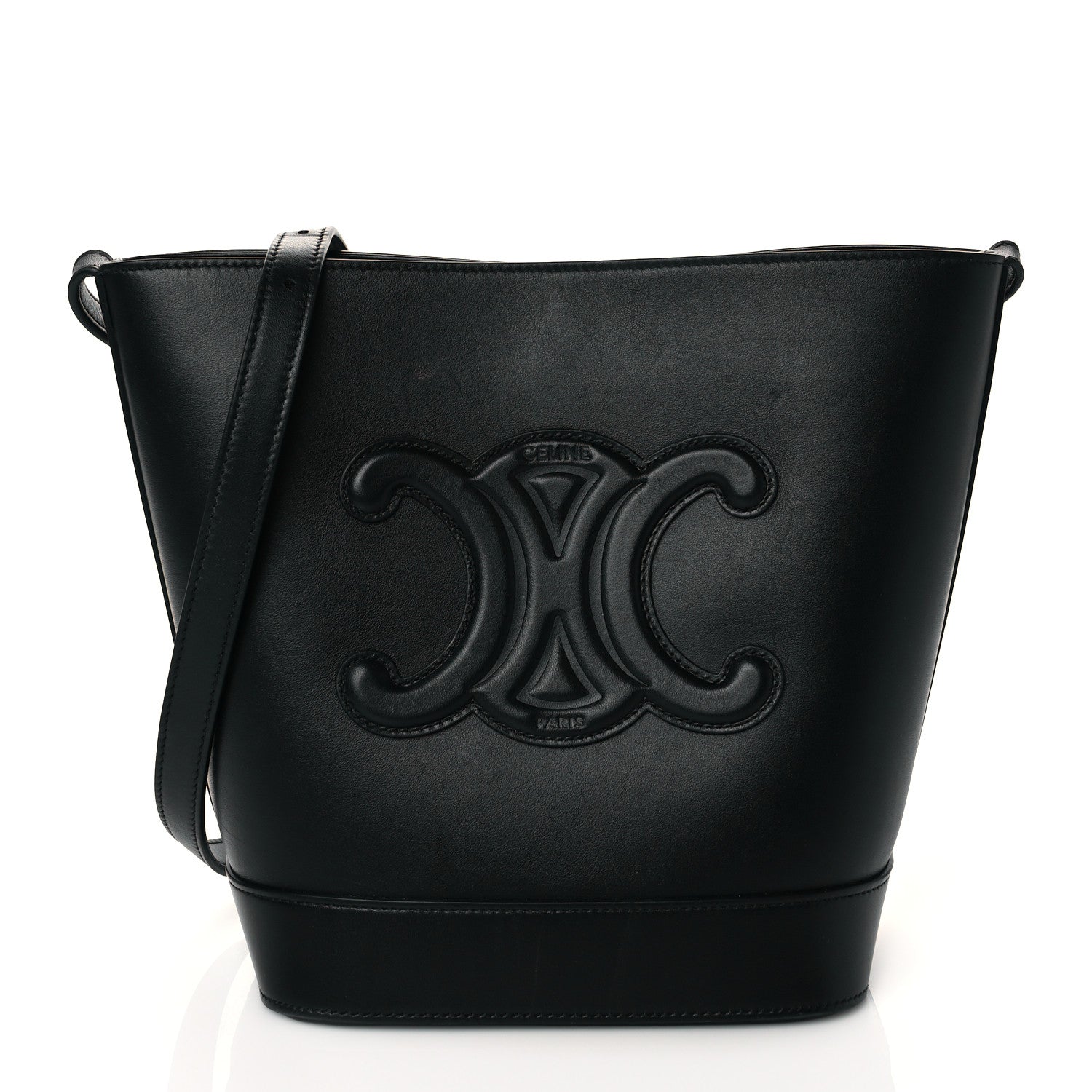 Celine Smooth Calfskin Triomphe Small Bucket Bag Black 1 of 10