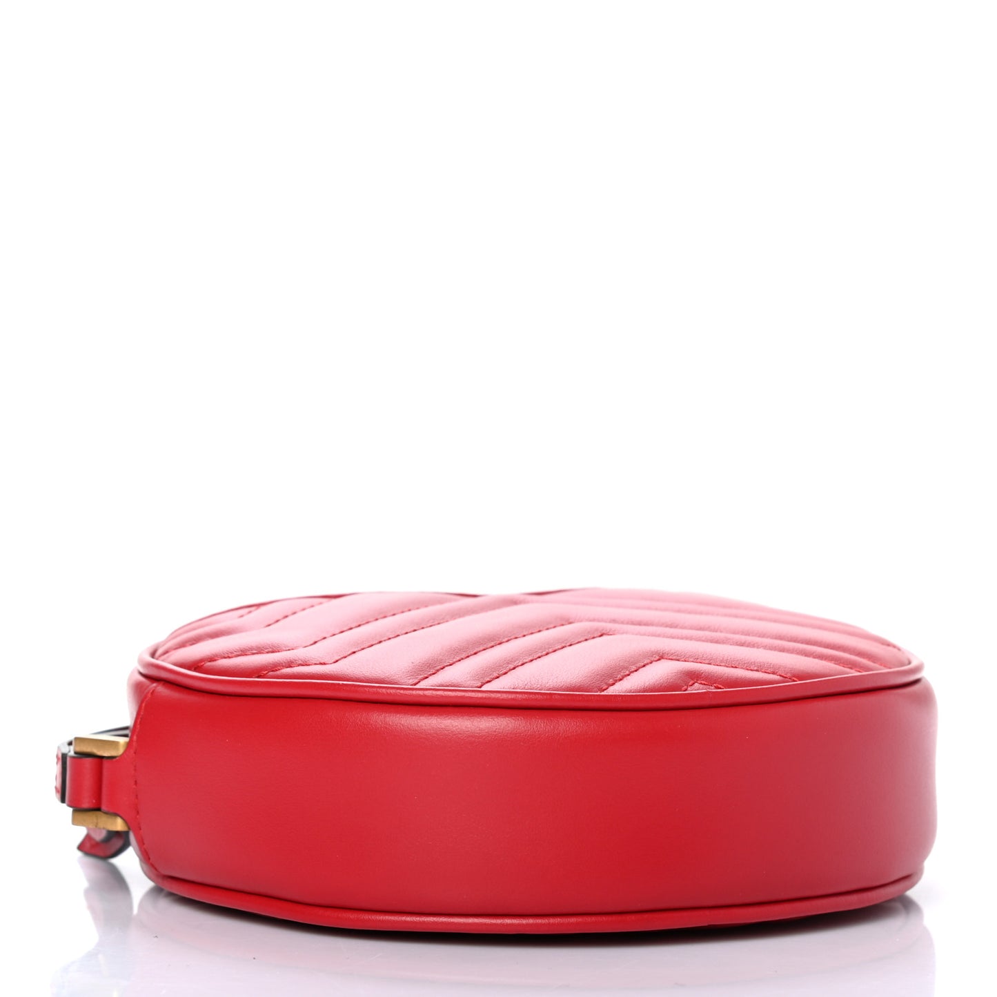 Calfskin Matelasse GG Marmont Round Wrist Wallet Hibiscus Red