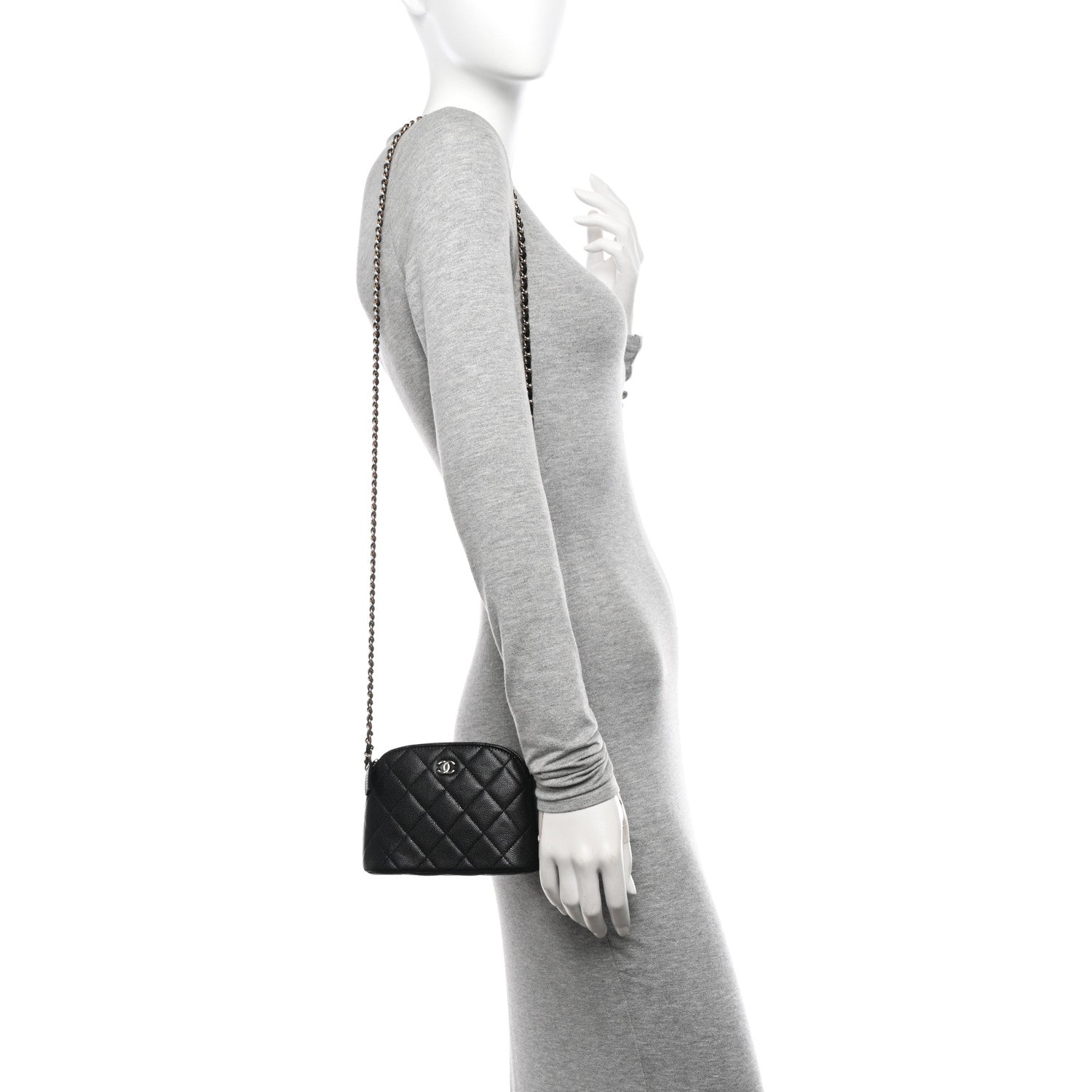 Chanel Caviar Quilted Classic Clutch With Chain Black 2 of 9