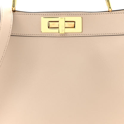 Fendi Vitello Seta Canvas FF Embroidered Medium Peekaboo I SEE U Satchel Nuvola Grezzo White 10 of 12