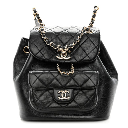 Chanel Lambskin Quilted Small Duma Drawstring Backpack Black 1 of 10