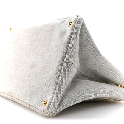 Prada Denim Logo Tote White 10 of 15