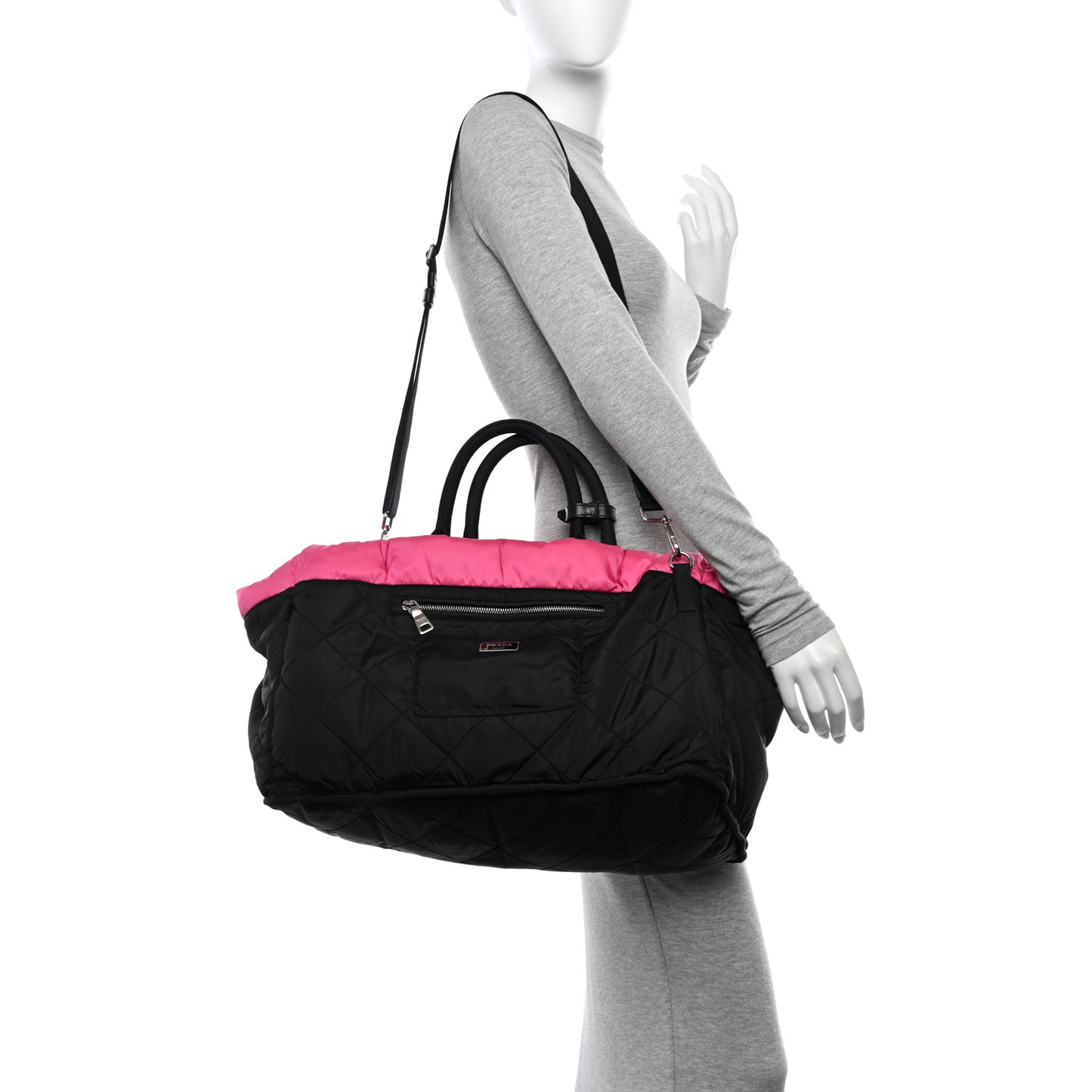 Tessuto Nylon Bomber Tote Fuxia