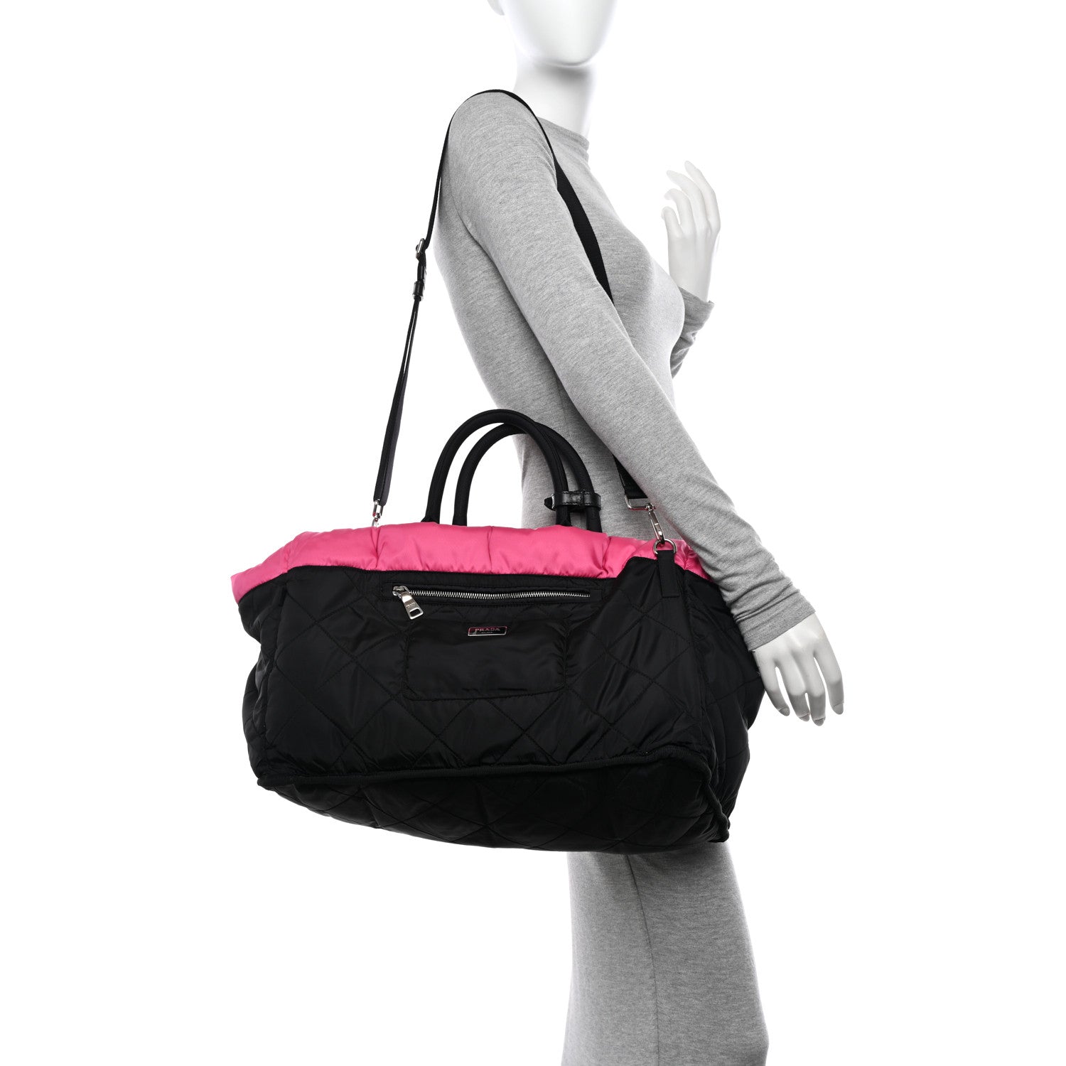 Prada Tessuto Nylon Bomber Tote Fuxia 2 of 19