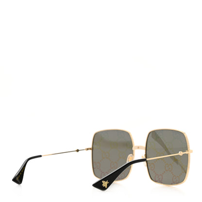 Gucci Metal Rectangular Frame Sunglasses GG0414S Gold Multicolor 4 of 7