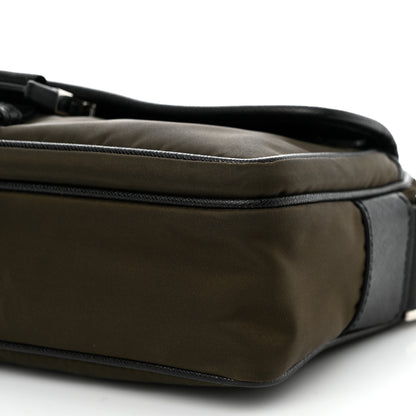 Prada Tessuto Nylon Saffiano Pocket Single Snap Buckle Messenger Flap Bag Mimetico Black 10 of 10