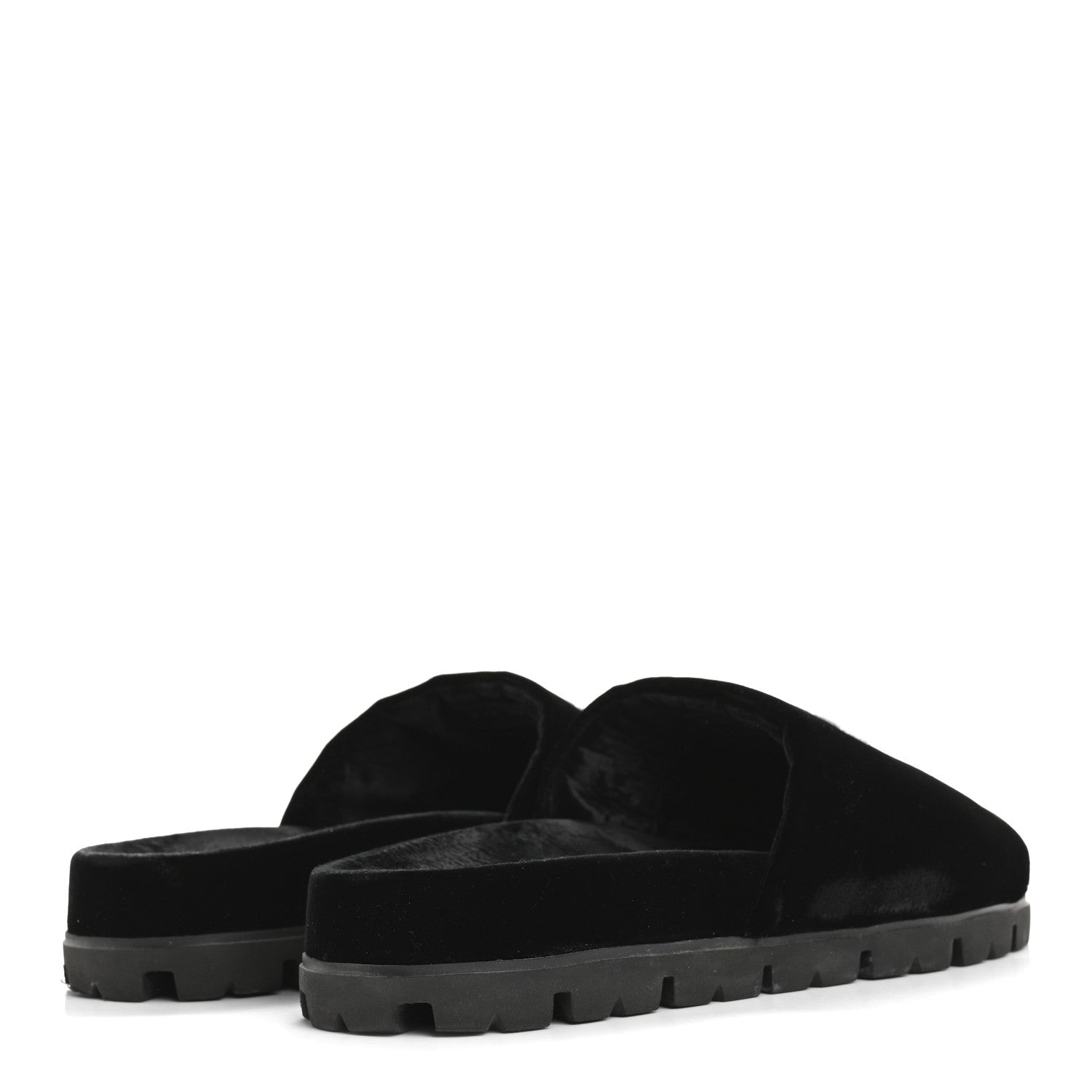 Prada Velvet Logo Lug Sole 20mm Slide Sandals 38.5 Black 5 of 10