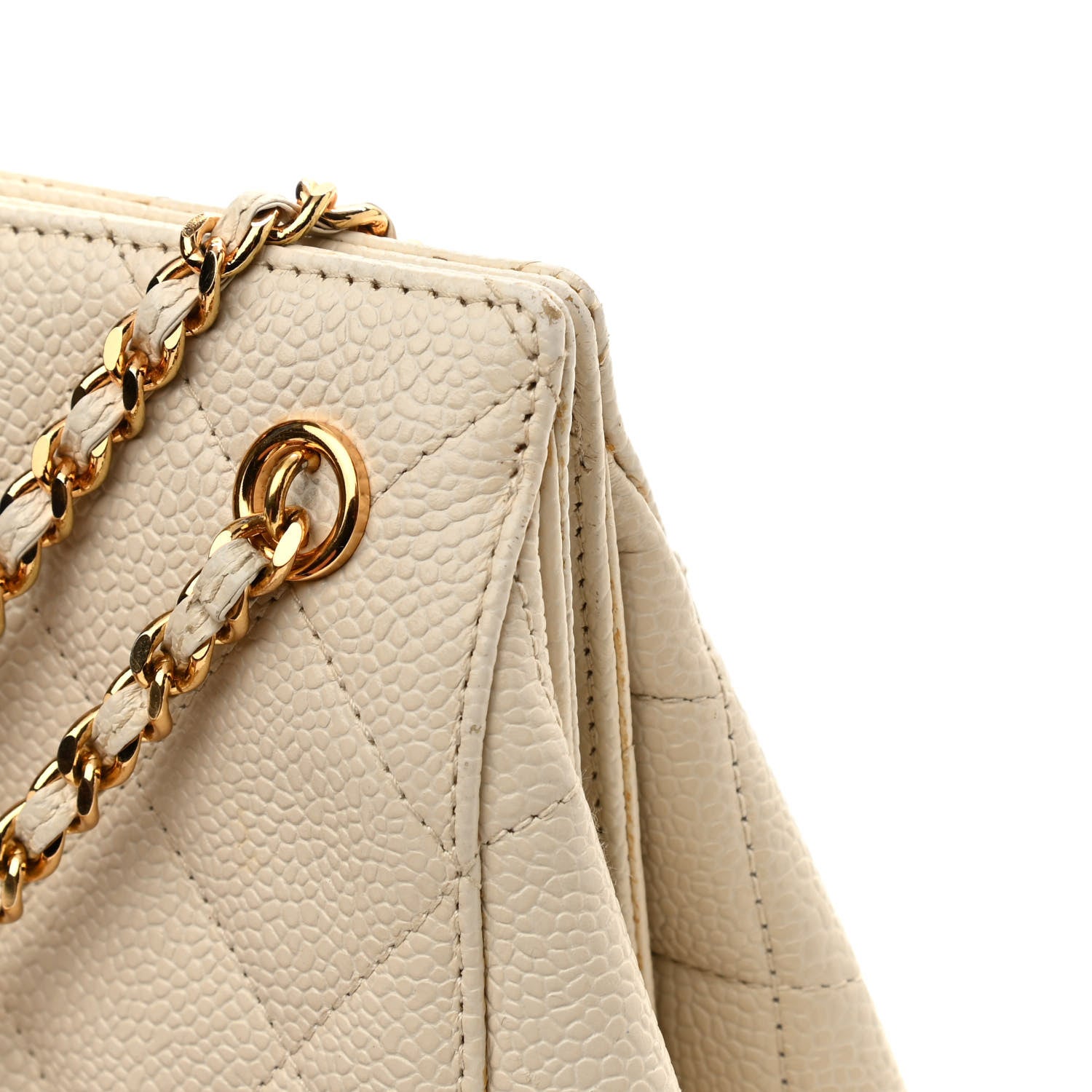 Chanel Caviar Quilted Small Chain Shoulder Bag White 12 of 17