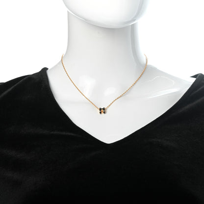 Hermes Lacquered Gold Mini Pop H Pendant Necklace Black 2 of 5