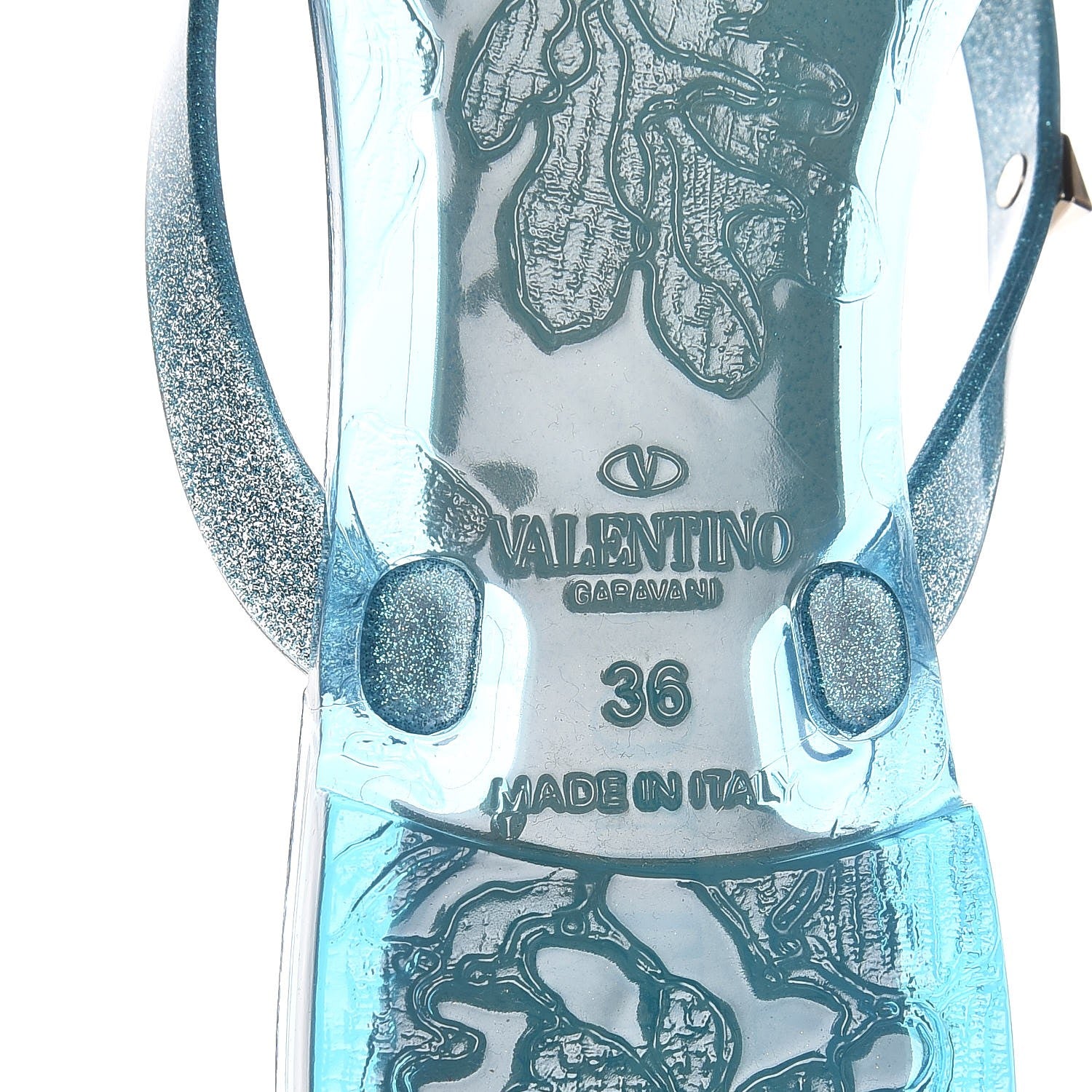 Valentino Garavani PVC Jelly Glitter Rockstud Bow Thong Sandals 36 Cerulean 6 of 8
