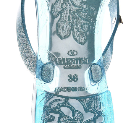 Valentino Garavani PVC Jelly Glitter Rockstud Bow Thong Sandals 36 Cerulean 6 of 8