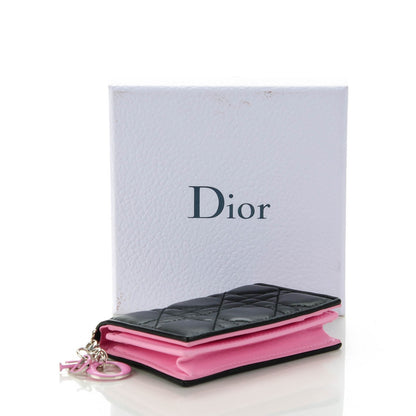 Christian Dior Lambskin Cannage Bi-Color Small Lady Dior Flap Card Holder Black Pink 4 of 8