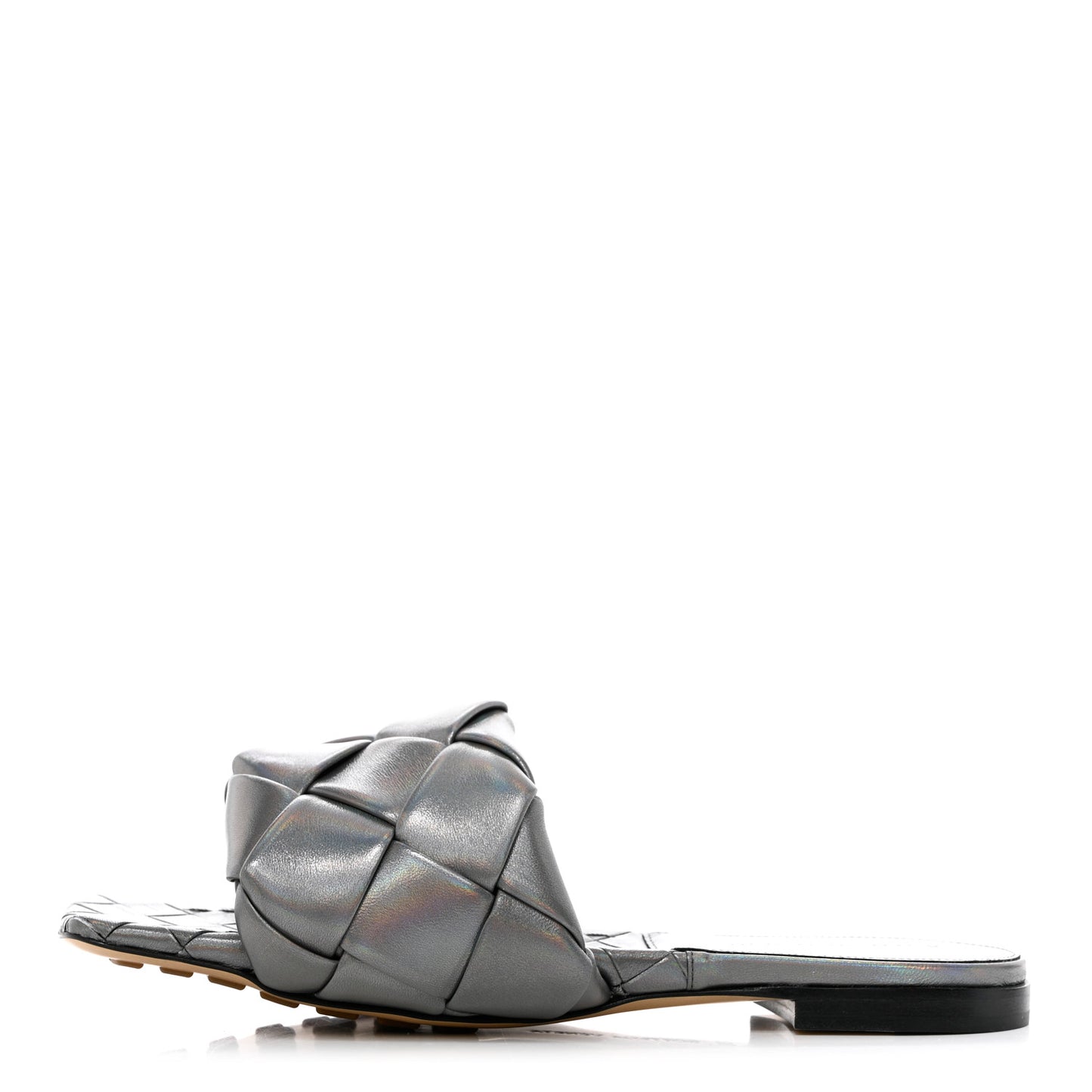 Laser Nappa Maxi Intrecciato Lido Flat Sandals 38 Oyster