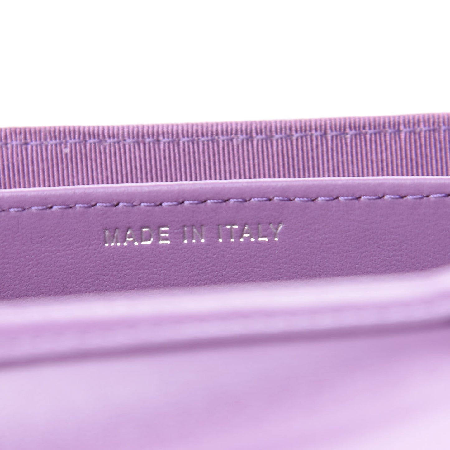 Lambskin Quilted Flap Card Holder On Chain Violet Purple