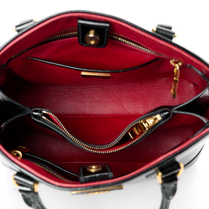 Prada Saffiano Vernice Open Promenade Tote Black Rosso 5 of 11