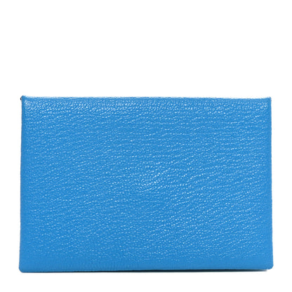 Hermes Chevre Mysore Verso Calvi Card Case Bleu Frida Cuivre 1 of 9