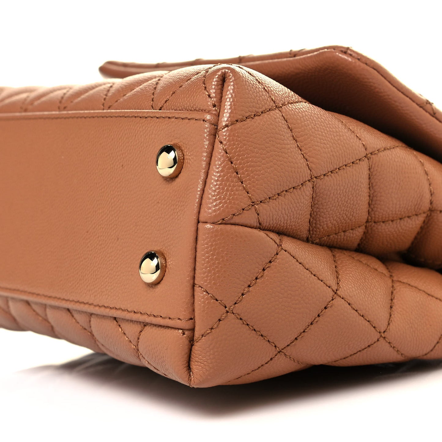 Caviar Quilted Mini Coco Handle Flap Brown