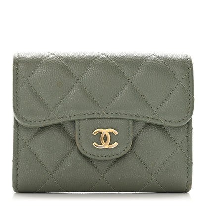 Chanel Iridescent Caviar Quilted Flap Card Holder Wallet Green 1 of 10