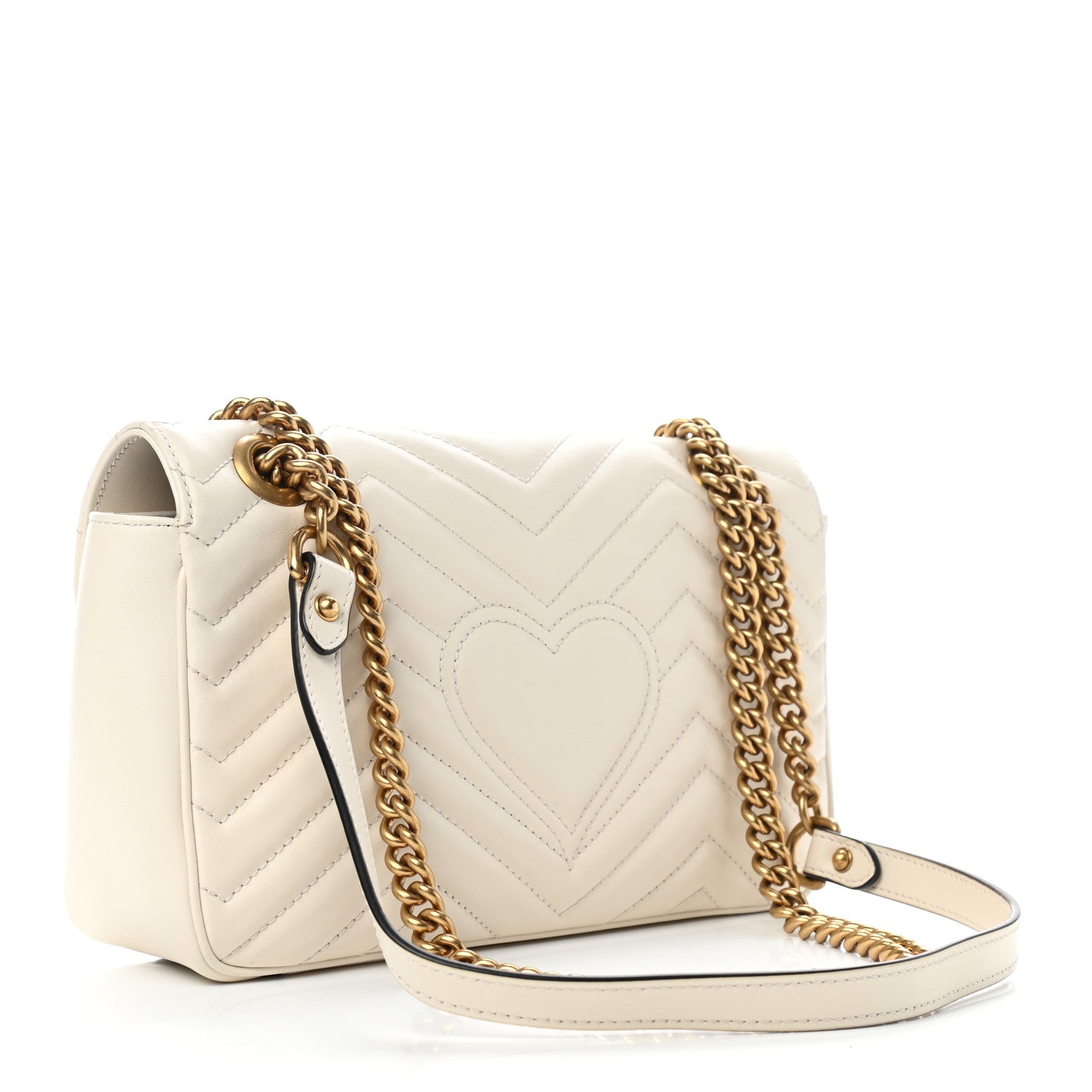 Gucci Calfskin Matelasse Small GG Marmont Shoulder Bag White 3 of 10