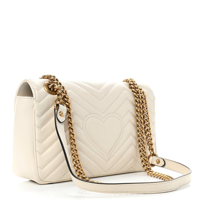 Gucci Calfskin Matelasse Small GG Marmont Shoulder Bag White 3 of 10