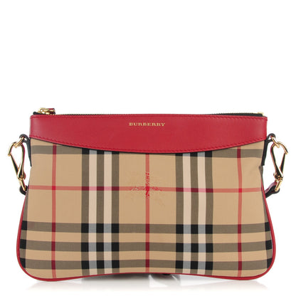 Burberry Horseferry Check Peyton Crossbody Clutch Bag Red 1 of 10