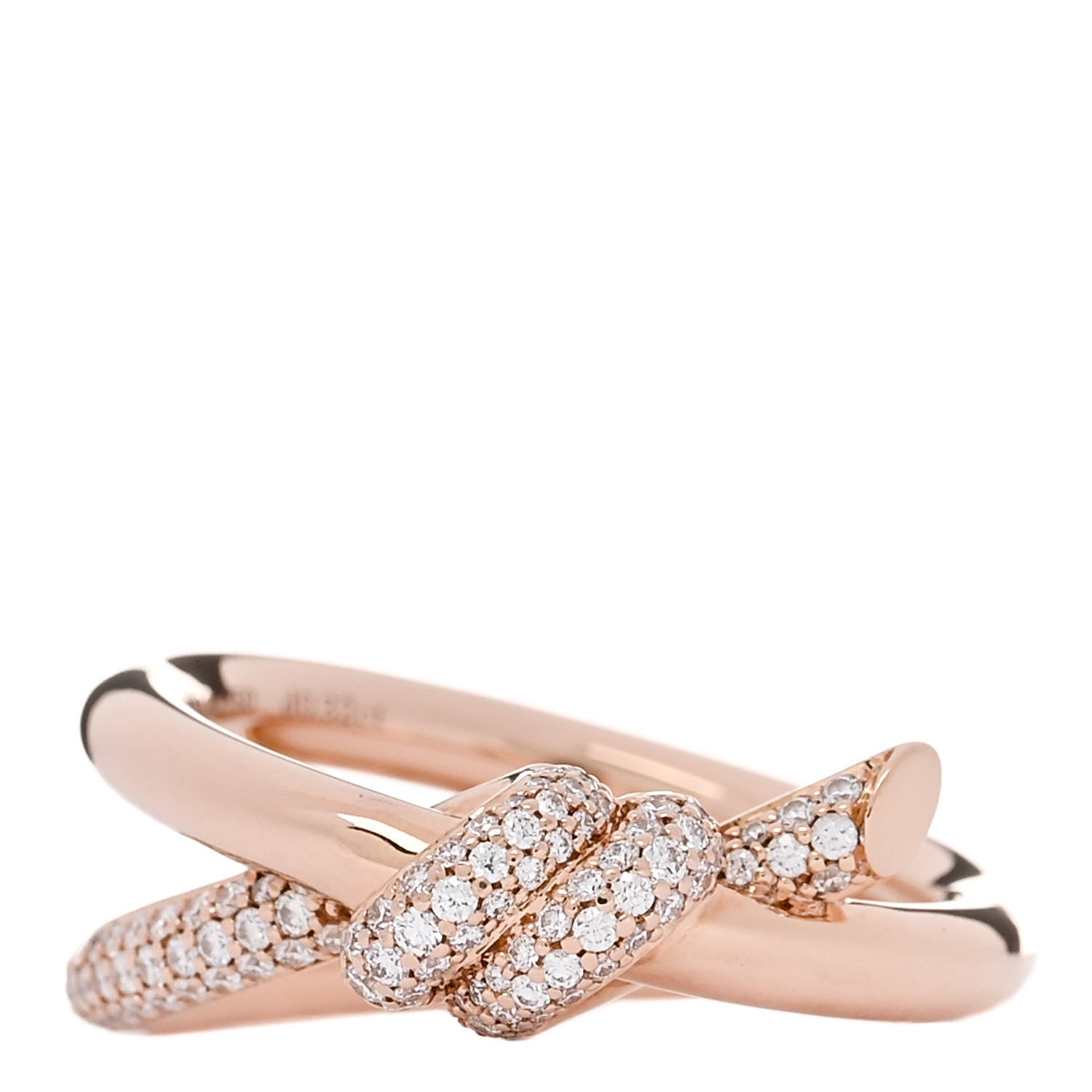 Tiffany 18K Rose Gold Diamond Double Row Knot Ring 56 7.5 1 of 5