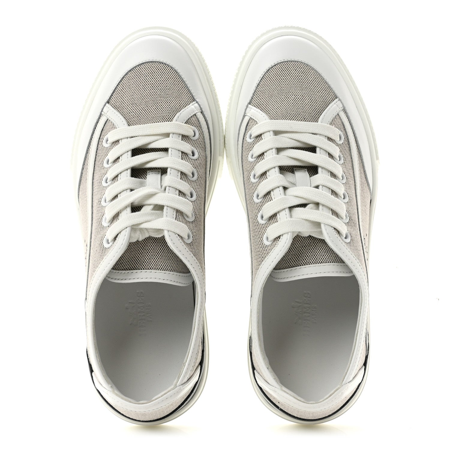 Hermes Canvas Calfskin Get Sneakers 38 Prunoir Blanc 2 of 11