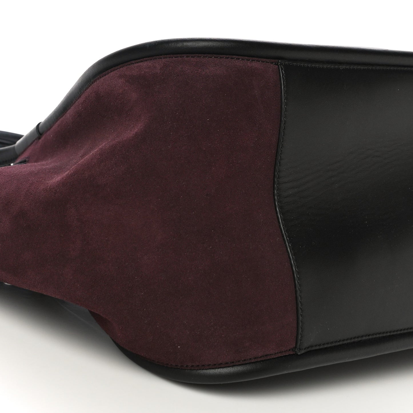 Calfskin Ruched Tote Black Chocolate Plum