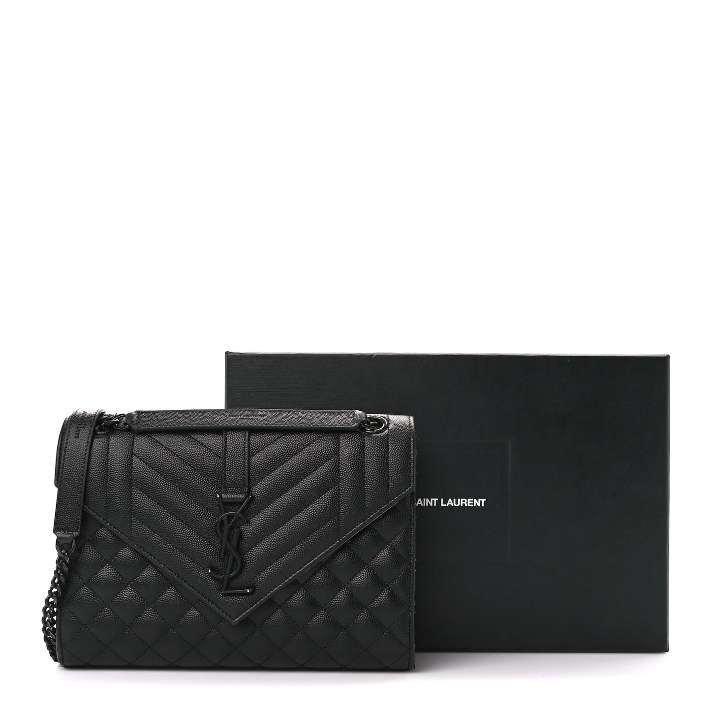 Grain De Poudre Textured Mixed Matelasse Triquilt Medium Monogram Monochrome Satchel Black