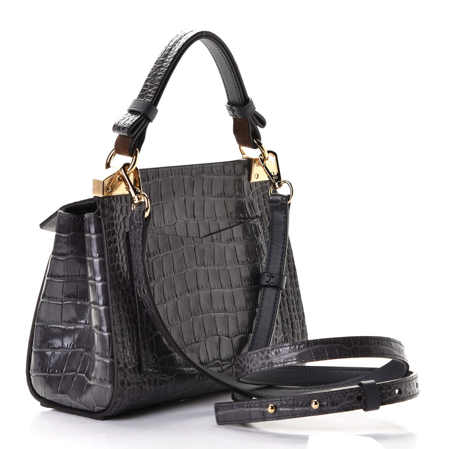 Givenchy Calfskin Crocodile Embossed Small Mystic Shoulder Bag Storm Grey 3 of 6