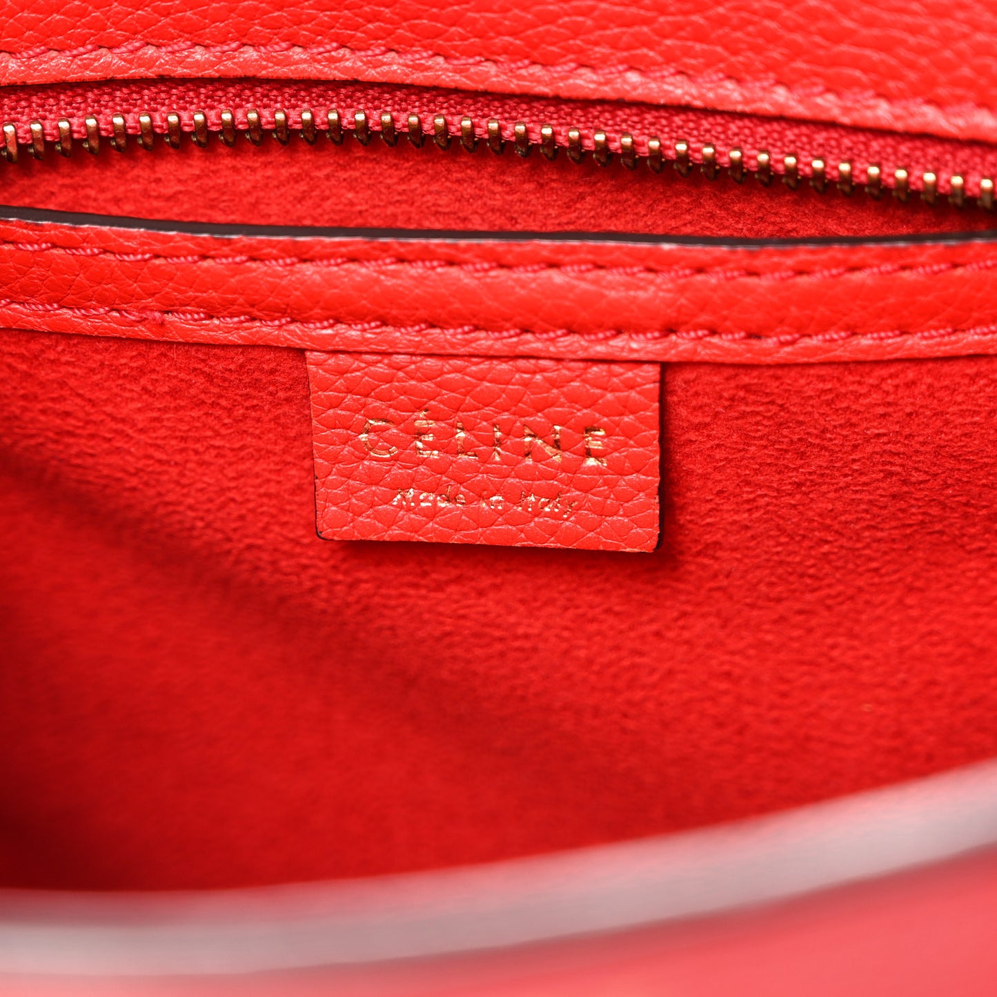 Drummed Calfskin Nano Luggage Vermillion