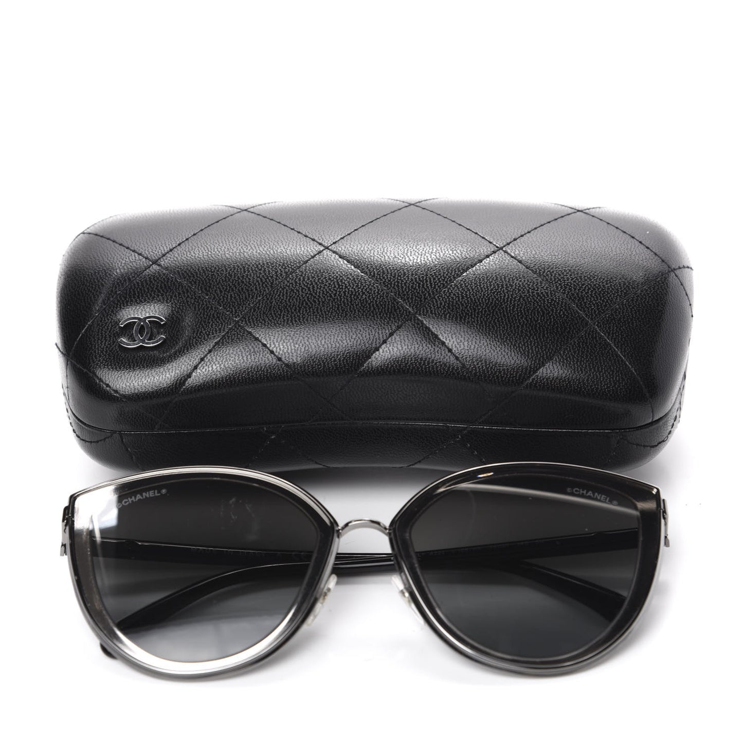 Metal Cat Eye Sunglasses 4222 Silver Black