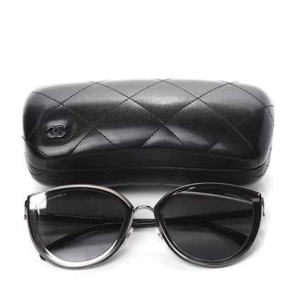 Chanel Metal Cat Eye Sunglasses 4222 Silver Black 8 of 8