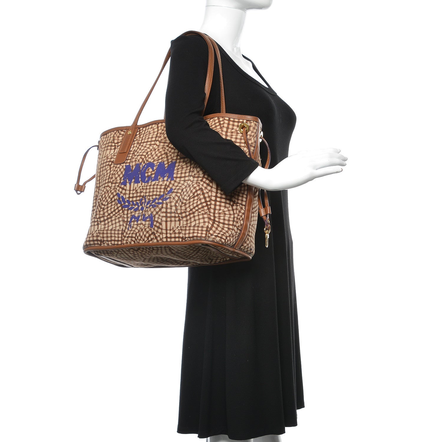 MCM Visetos Medium Liz Reversible Shopper Tote Cognac 3 of 39