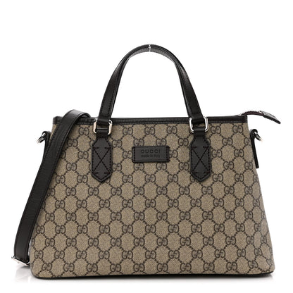 Gucci GG Supreme Monogram Small Zippered Tote Dark Brown 1 of 10
