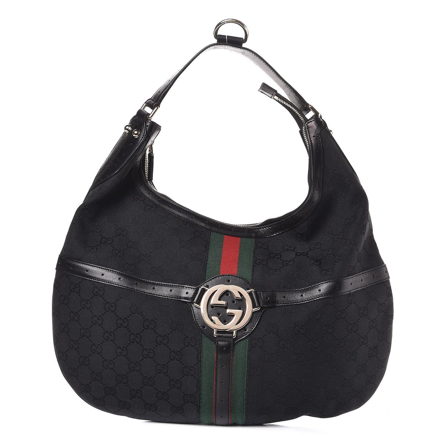 Monogram Web GG Reins Hobo Black