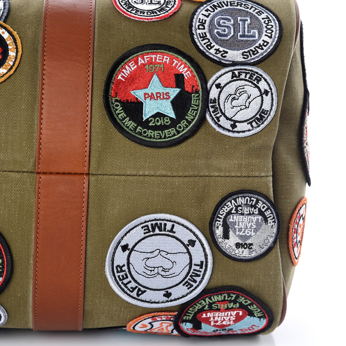 Gabardine Calfskin Noe Patched Duffle Khaki