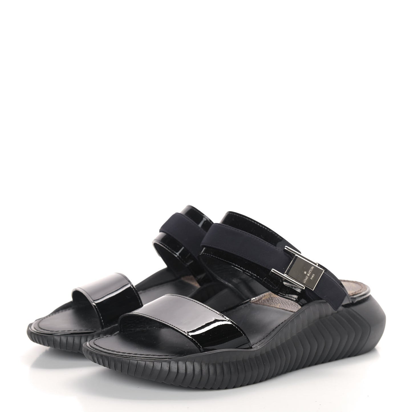Patent Monogram Sandals 36 Black