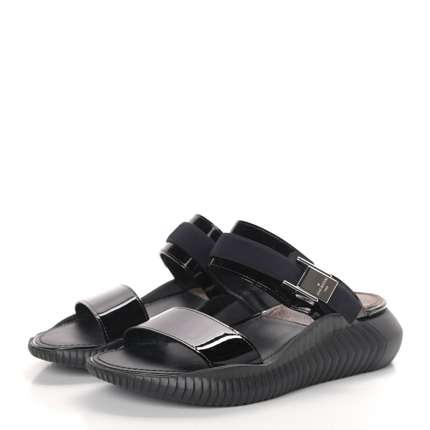 Louis Vuitton Patent Monogram Sandals 36 Black 7 of 13